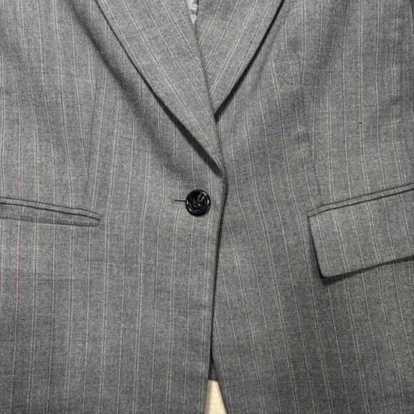 Kasper Gray Pinstripe Blazer 6P Single Button Tailored Lined Classic Career - Picture 3 of 7